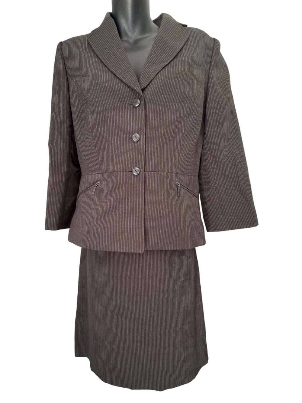 Women's Brown Pinstripe Blazer - Professional Suit Jacket
